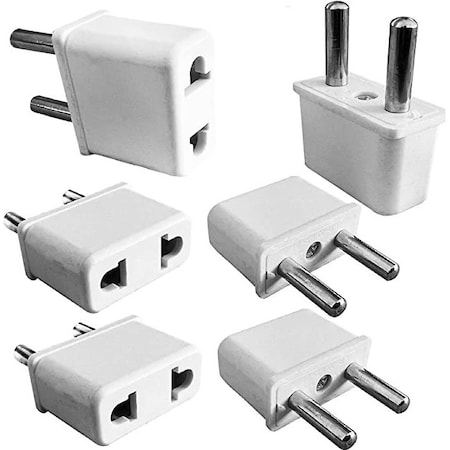 5 Core 4 Pack Plug Adapter Travel from USA to Europe Italy Type C White in Wall Type C 6Pcs WH